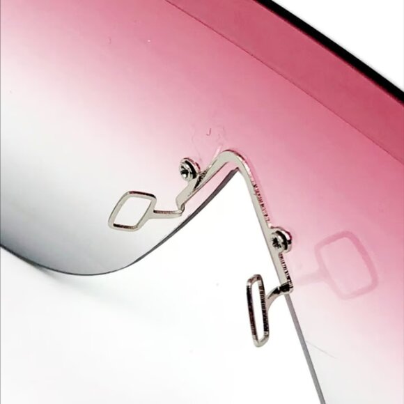 Oversized Rimless Pink Gradient Sunglasses - Picture 9 of 12